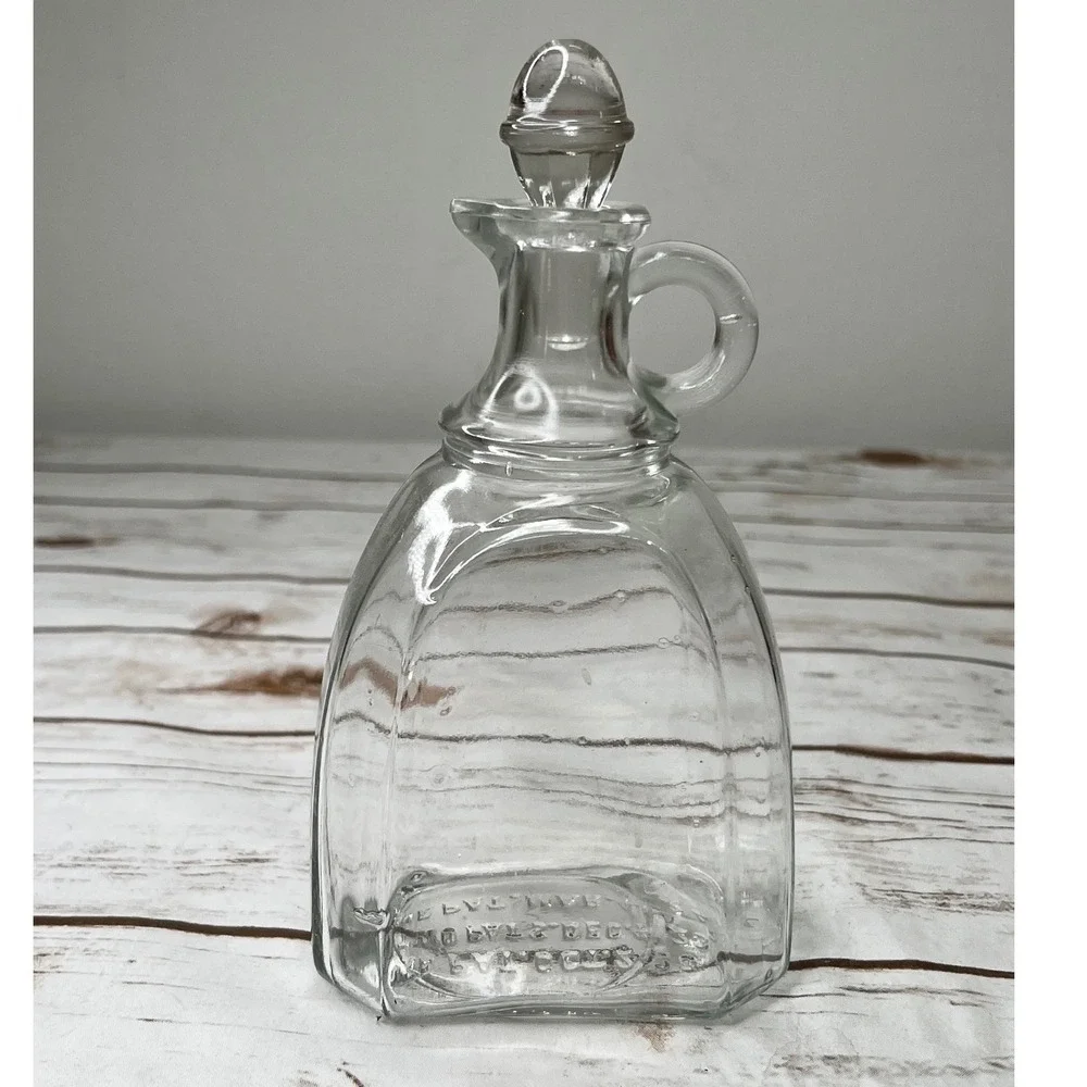 Vintage Handled Glass Cruet Bottle Clear 1923‎ 1924 Patent Dates 7.5in